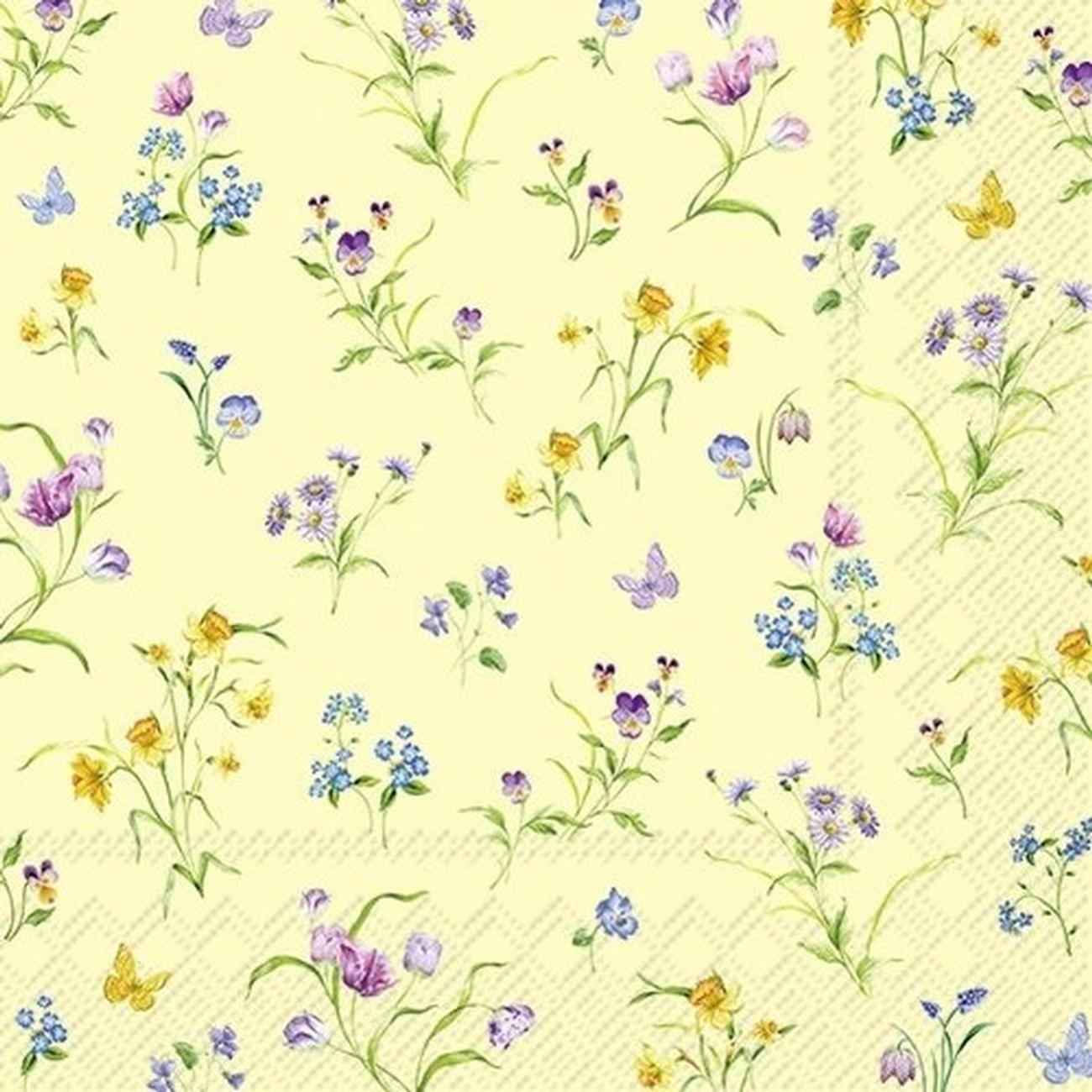 ihr-easter-flowers-yellow-lunch-napkins - IHR Lunch Napkins Easter Flowers Yellow