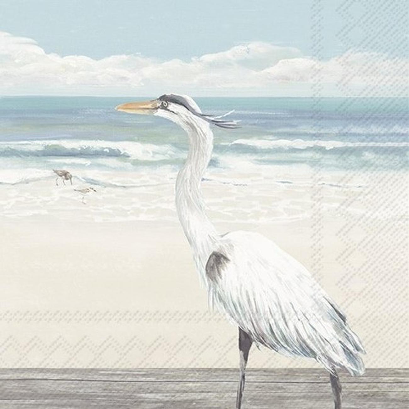 ihr-egret-on-the-beach-cocktail-napkins - IHR Cocktail Napkins Egret On The Beach