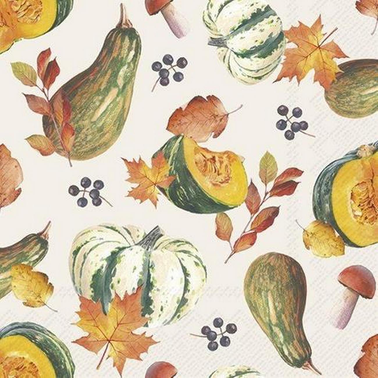 ihr-fall-harvest-cream-lunch-napkins - IHR Lunch Napkins Fall Harvest Cream 