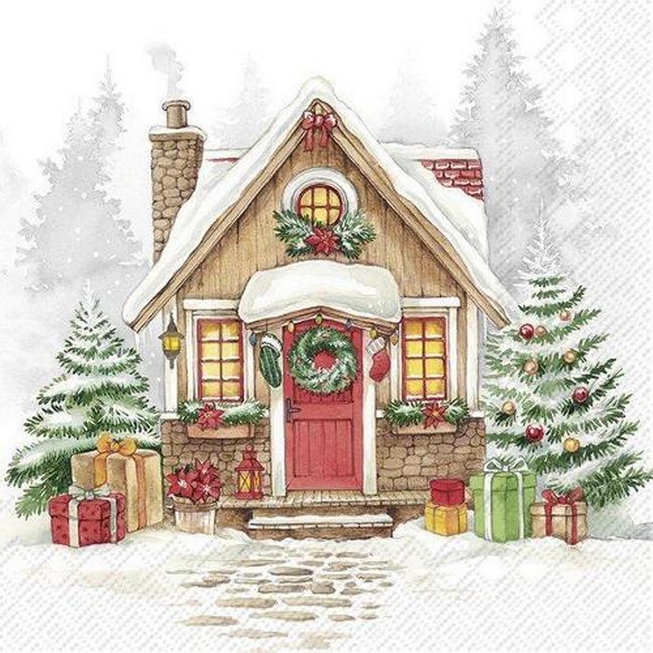 ihr-festive-house-cocktail-napkins-christmas - IHR Christmas Cocktail Napkins Festive House