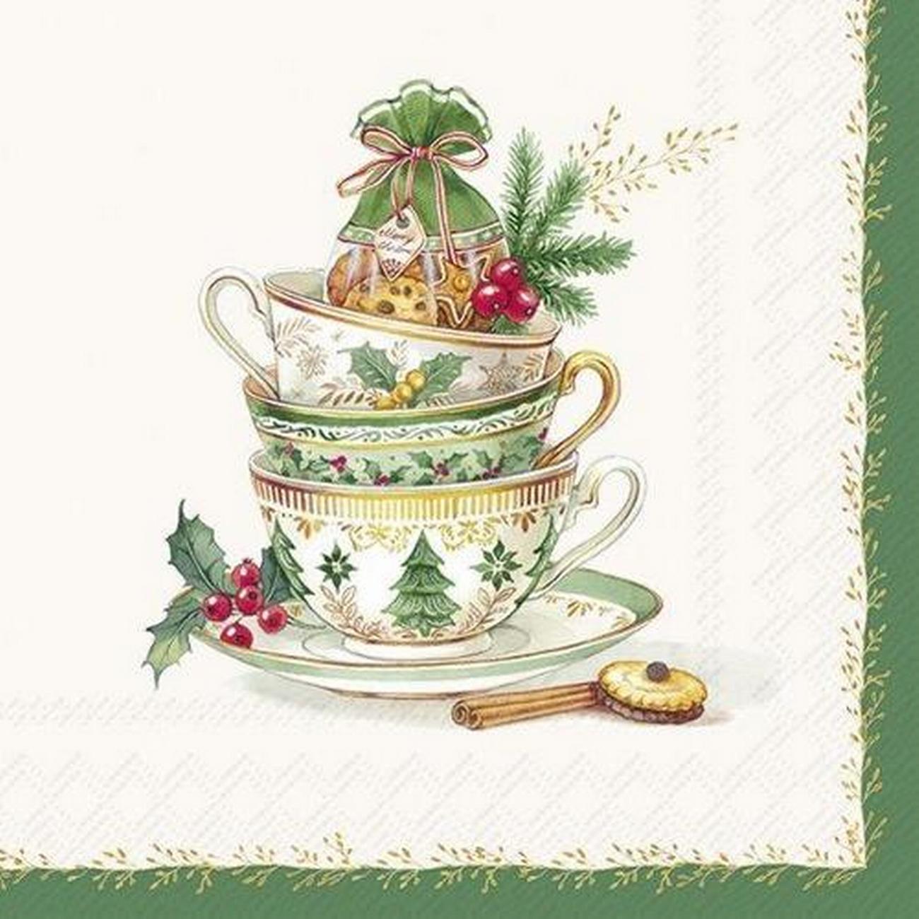 ihr-festive-tea-time-cream-lunch-napkins - IHR Lunch Napkins Festive Tea Time Cream