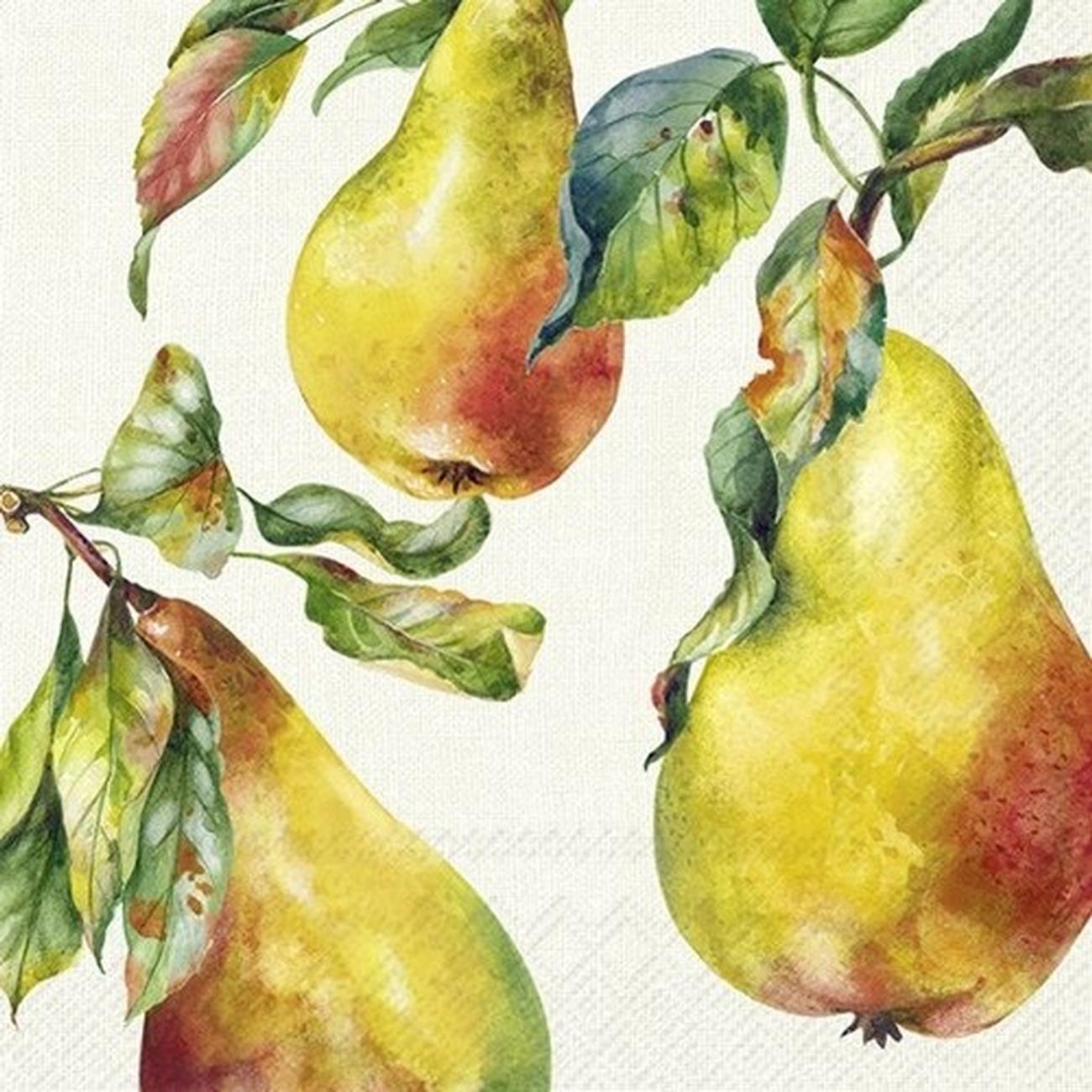 ihr-home-grown-pears-cream-lunch-napkins - IHR Lunch Napkins Home Grown Pears Cream