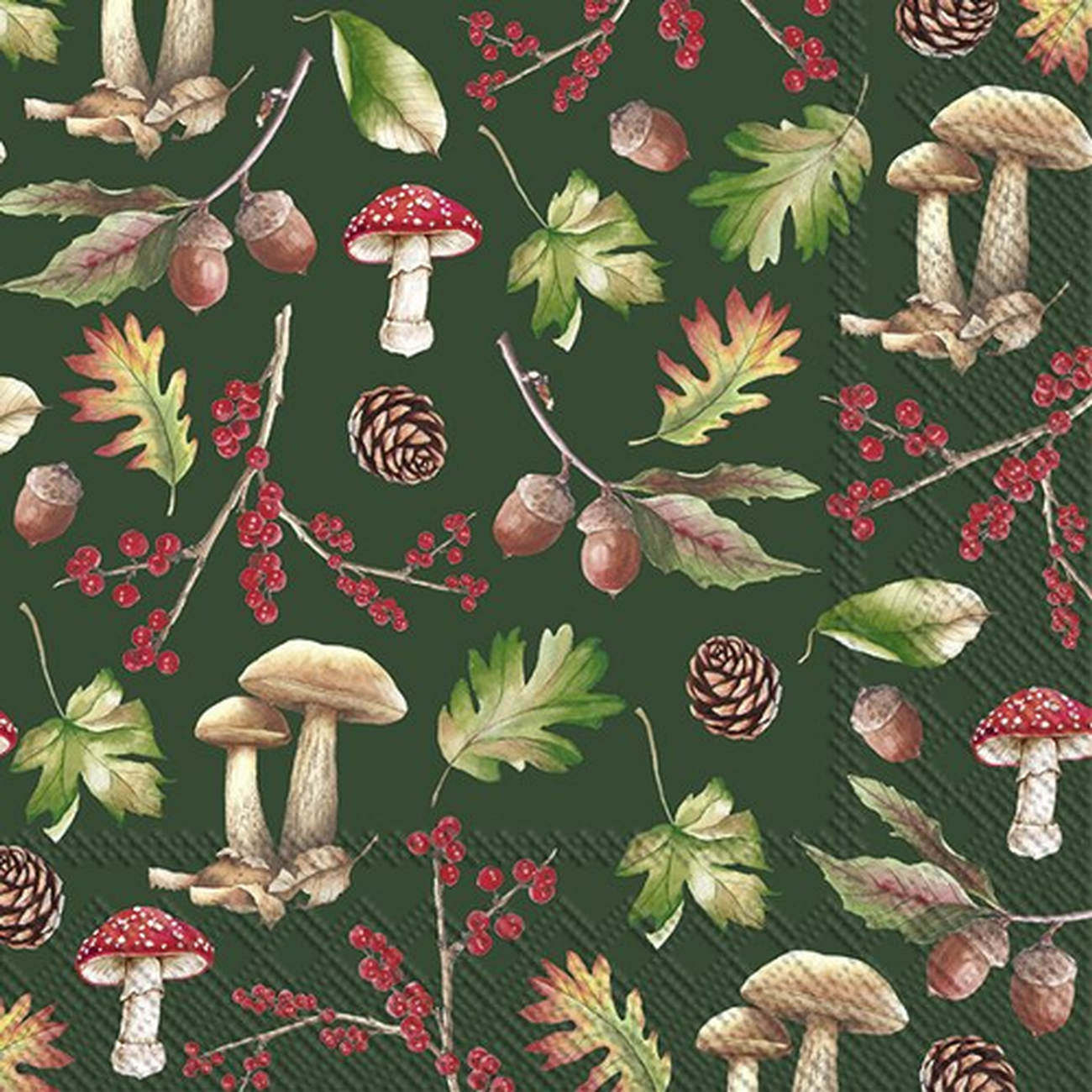 ihr-in-the-forest-dark-green-lunch-napkins - IHR Lunch Napkins In The Forest Dark Green
