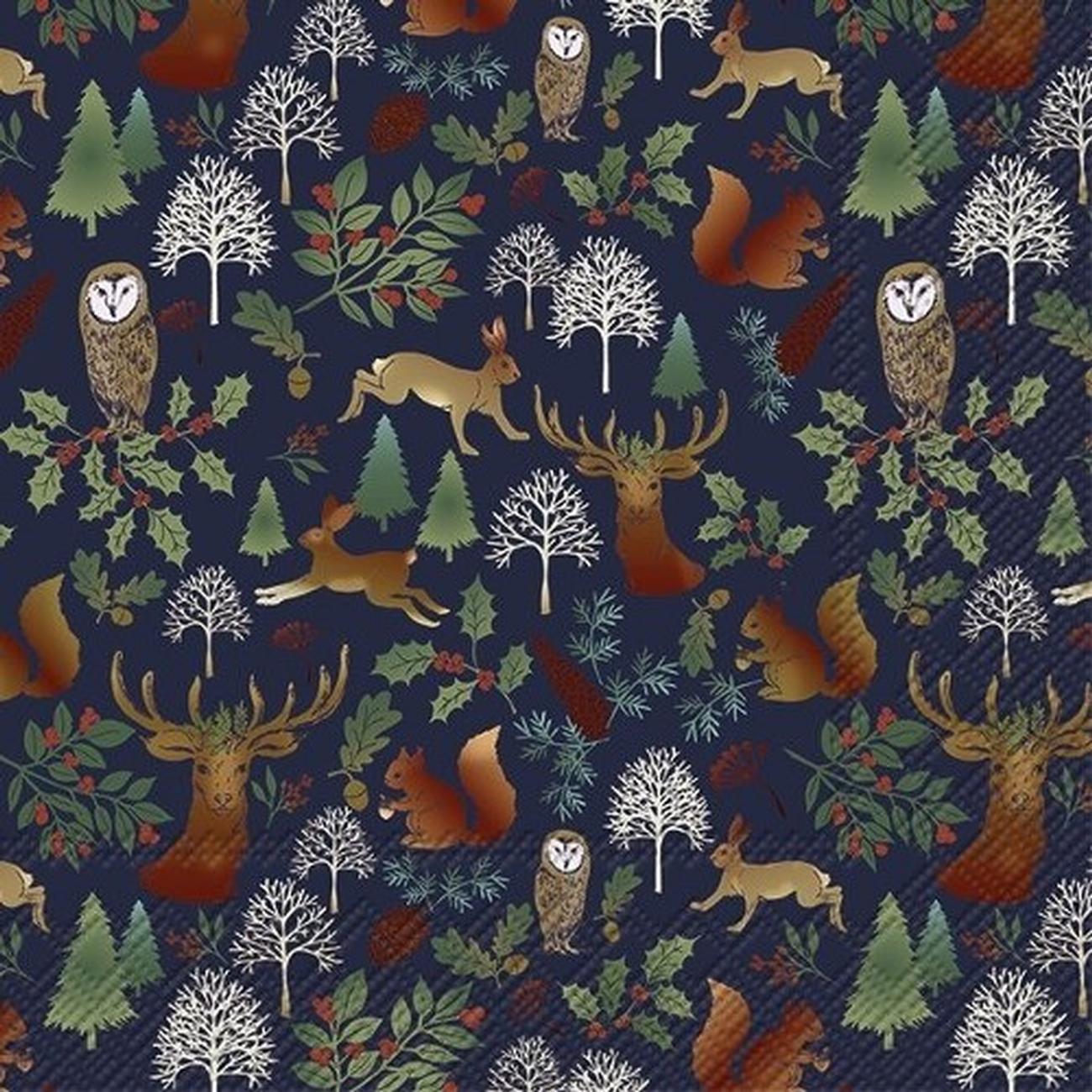 ihr-in-the-wood-blue-lunch-napkins - HR Lunch Napkins In The Wood Blue