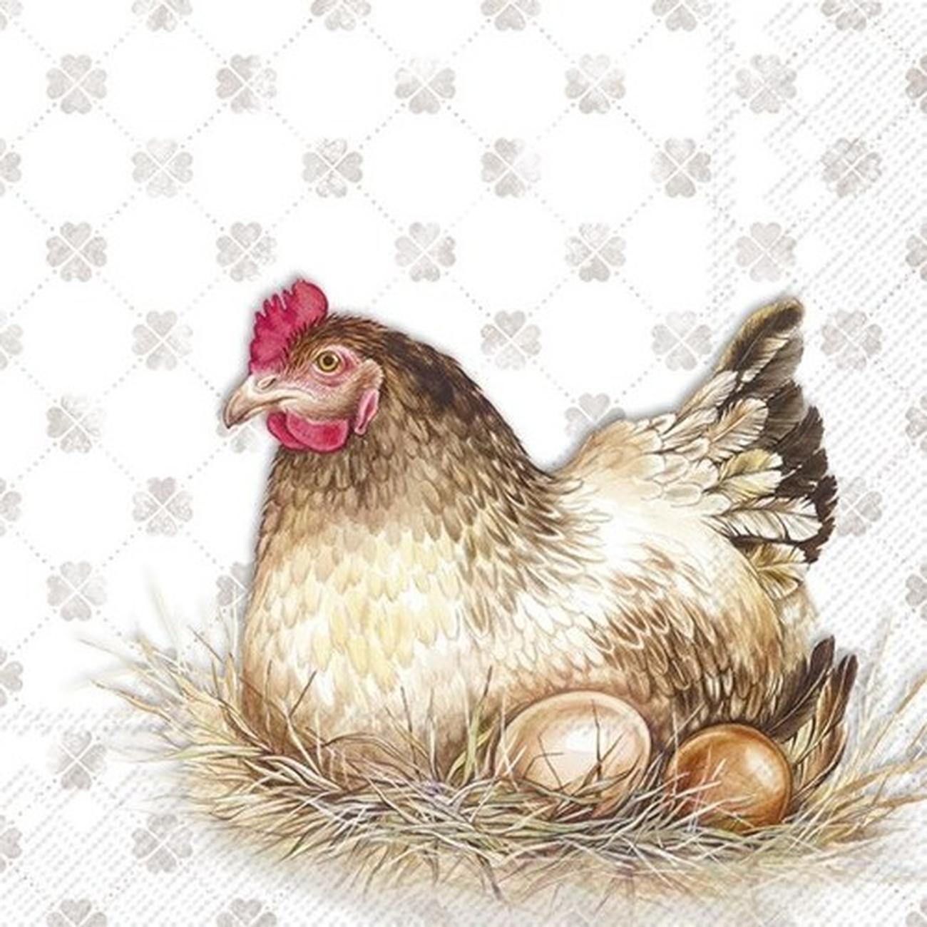 ihr-jenny-hen-lbrown-lunch-napkins - IHR Lunch Napkins Jenny Hen Brown