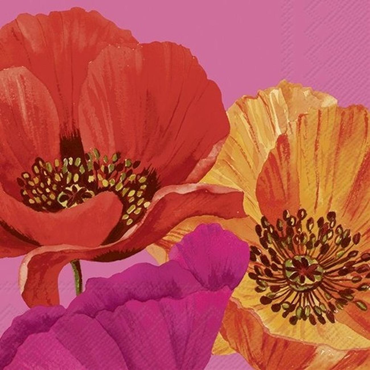 ihr-joyful-poppy-pink-lunch-napkins - IHR Lunch Napkins Joyful Poppy Pink