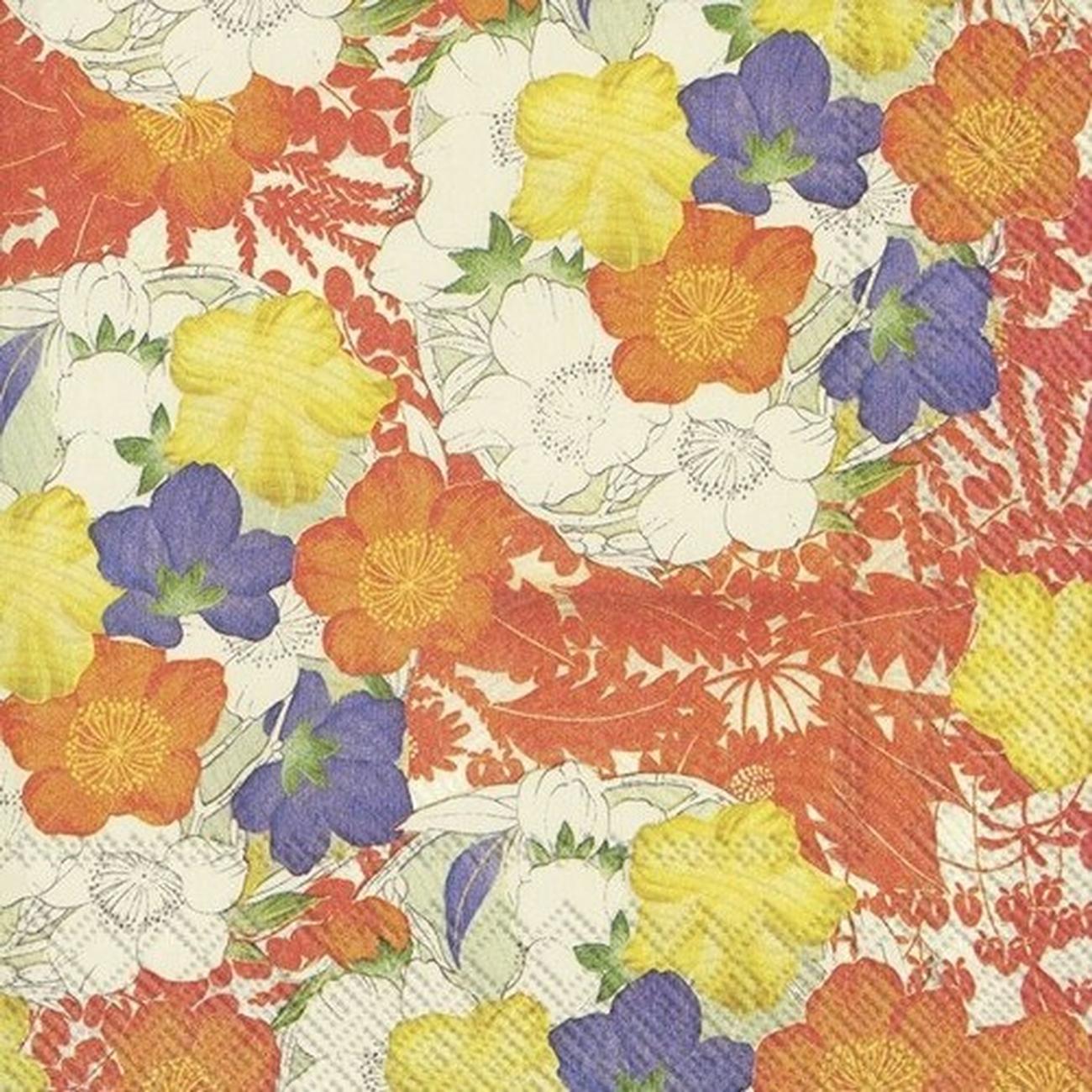 ihr-kimono-crm-lunch-napkins - IHR Lunch Napkins Kimono Flowers Cream