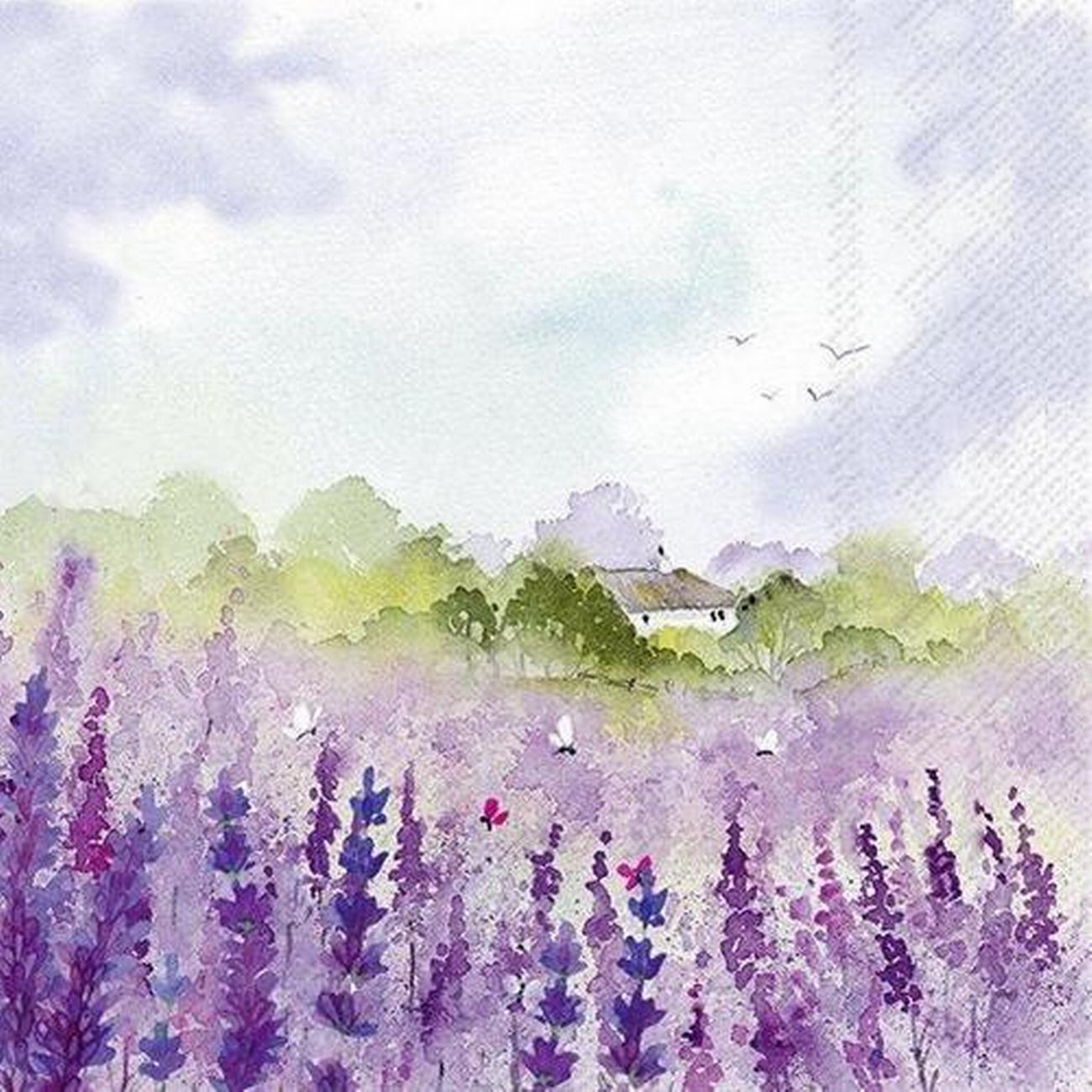 ihr-lavender-field-lunch-napkins - IHR Lunch Napkins Lavender Field 