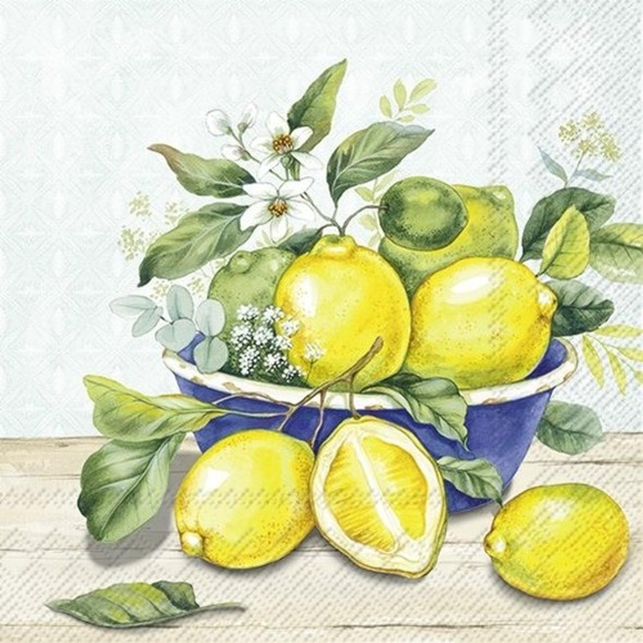 ihr-lemon-in-bowl-mint-cocktail-napkins - IHR Lemon In Bowl Mint Cocktail Napkins 