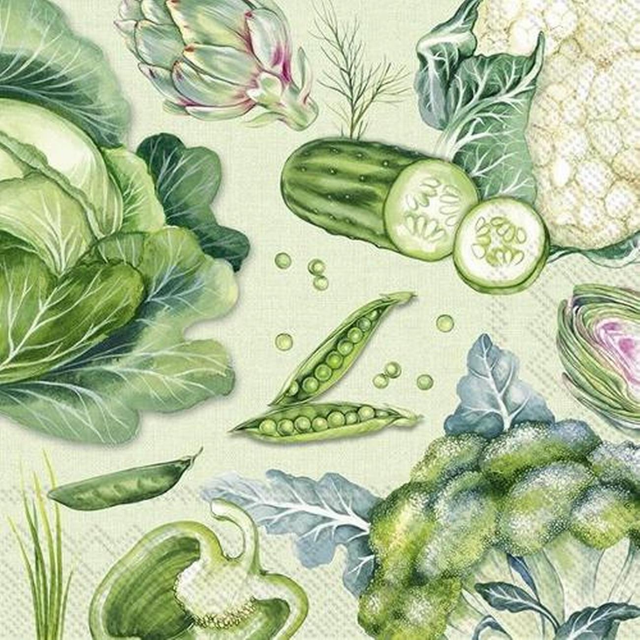 ihr-lunch-napkins-green-vegetables-light-green - IHR Lunch Napkins Green Vegetables Light Green