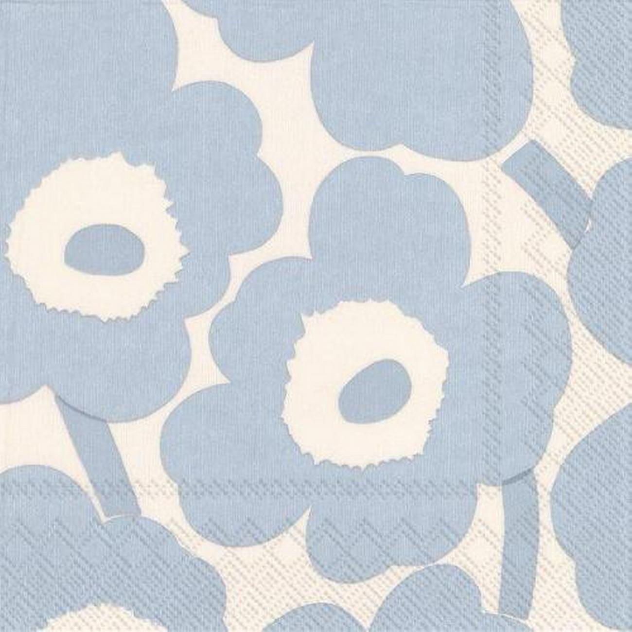 ihr-lunch-napkins-unikko-cream-light-blue - IHR Lunch Napkins Unikko Cream Light Blue
