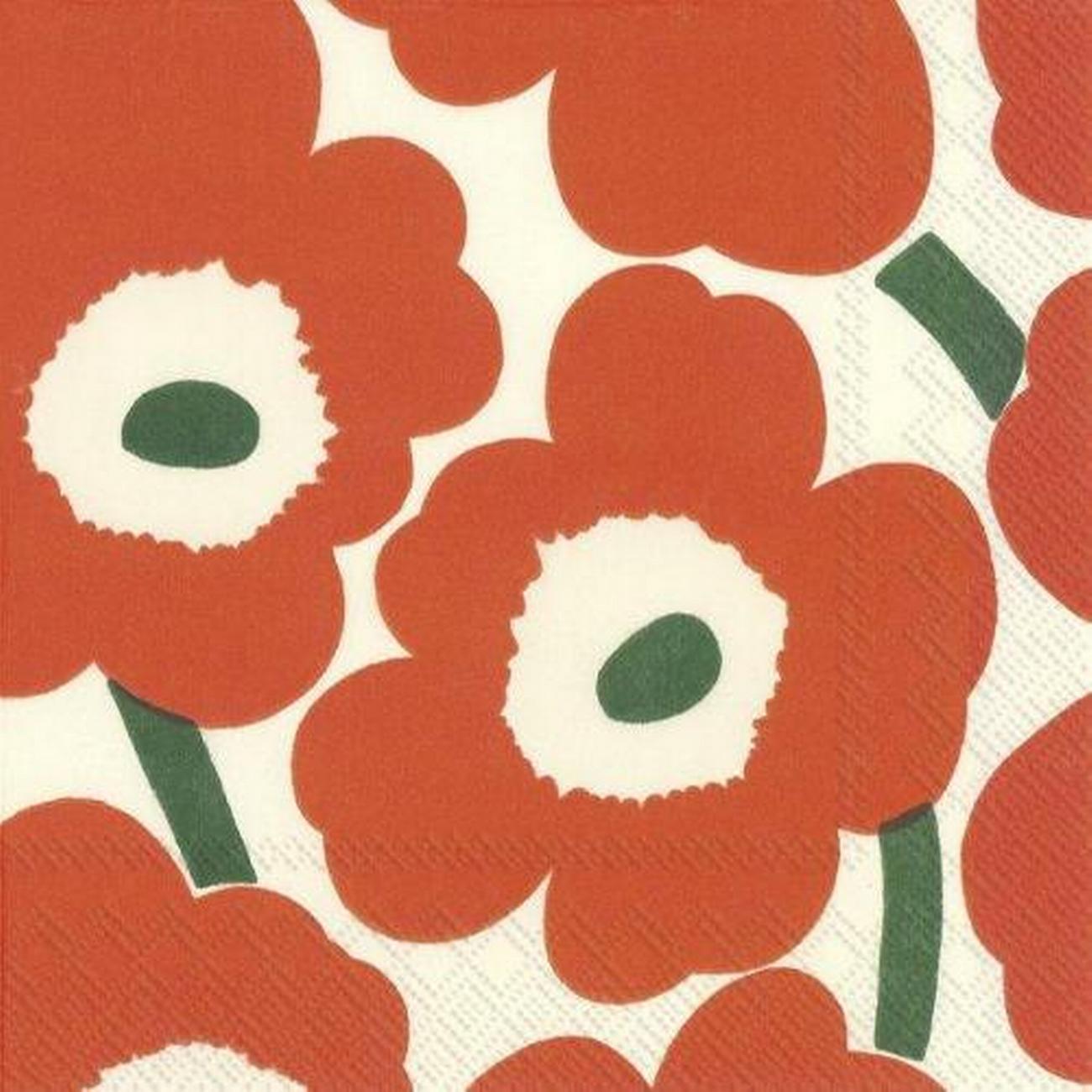 ihr-lunch-napkins-unikko-orange-green - IHR Lunch Napkins Unikko Orange Green