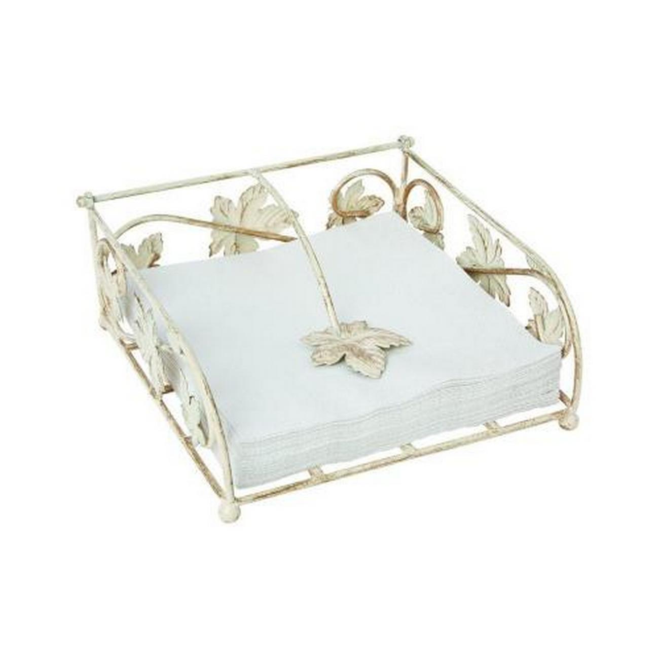 ihr-napkin-holder-wine-leaf-antique-cream - IHR Napkin Holder Wine Leaf Antique Cream