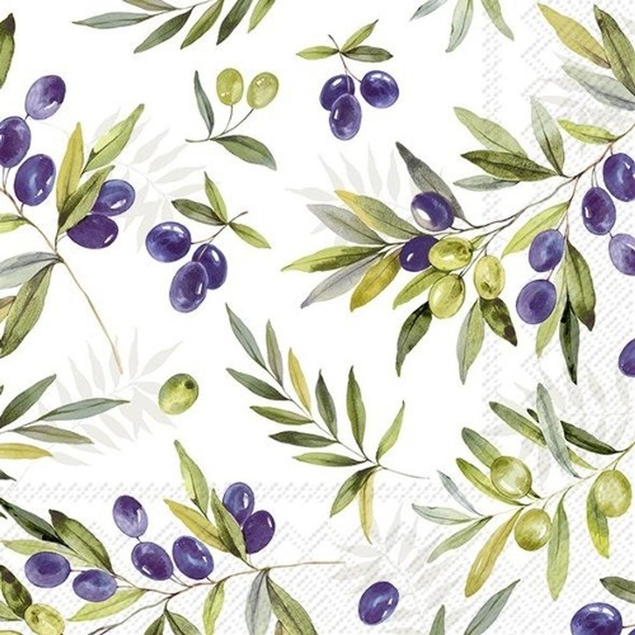 ihr-olive-branches-light-grey-lunch-napkins - IHR Lunch Napkins Olive Branches Light Grey