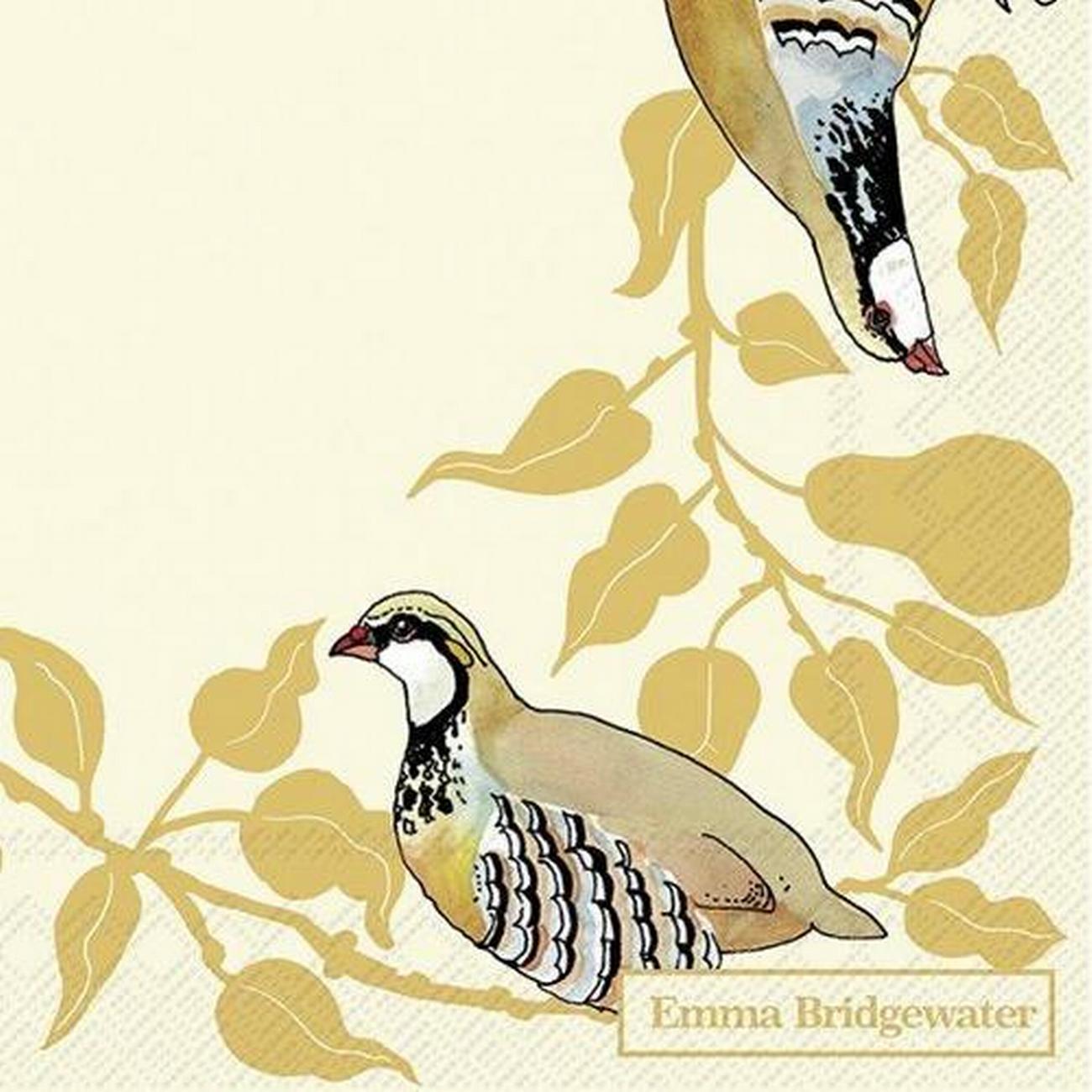 ihr-partridge-in-a-pear-tree-cream-cocktail-napkins - IHR Cocktail Napkins Partridge In A Pear Tree Cream