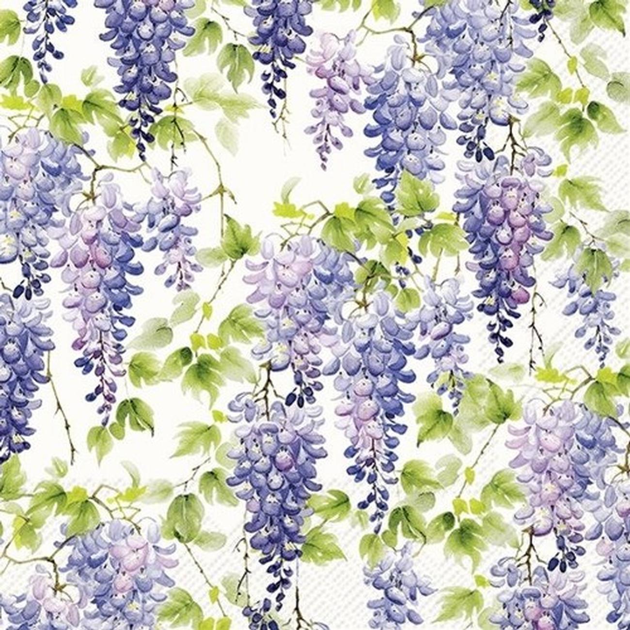 ihr-purple-wisteria-cream-lunch-napkins - IHR Lunch Napkins Purple Wisteria Cream
