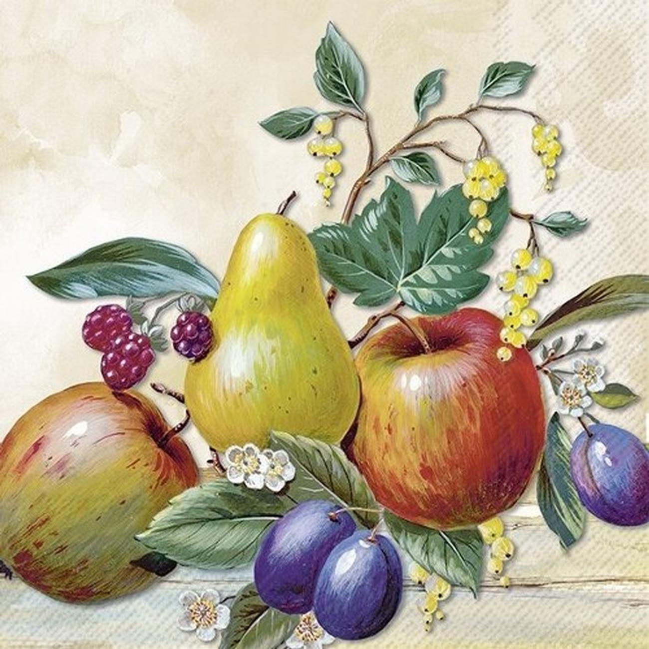 ihr-tasty-fruits-cream-lnch-napkins - IHR Lunch Napkins Some Tasty Fruits Cream