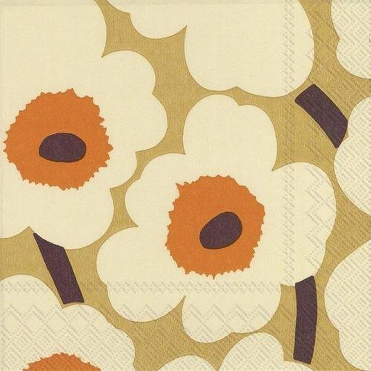 ihr-unikko-orange-cream-lunch-napkins - IHR Lunch Napkins Unikko Orange Cream