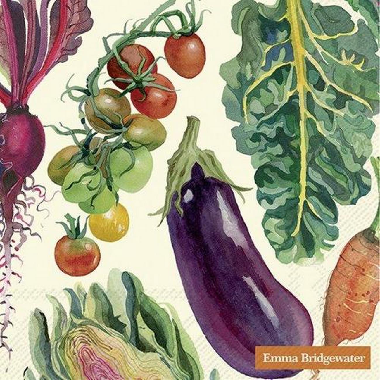 ihr-vegetable-garden-cream-lunch-napkins - IHR Lunch Napkins Vegetables Garden Cream