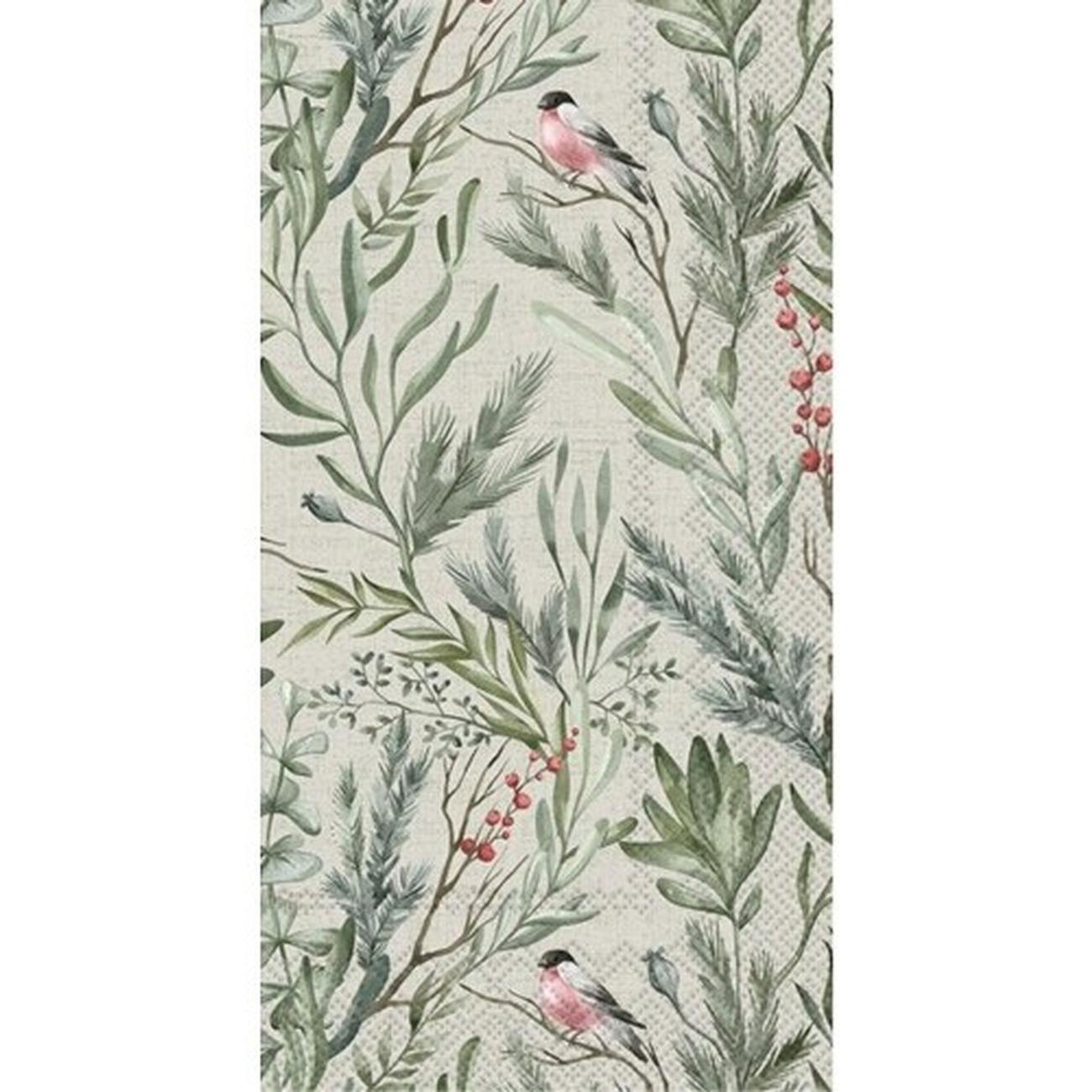 ihr-winter-greens-cream-guest-towels - IHR Guest Towels Christmas Winter Greens