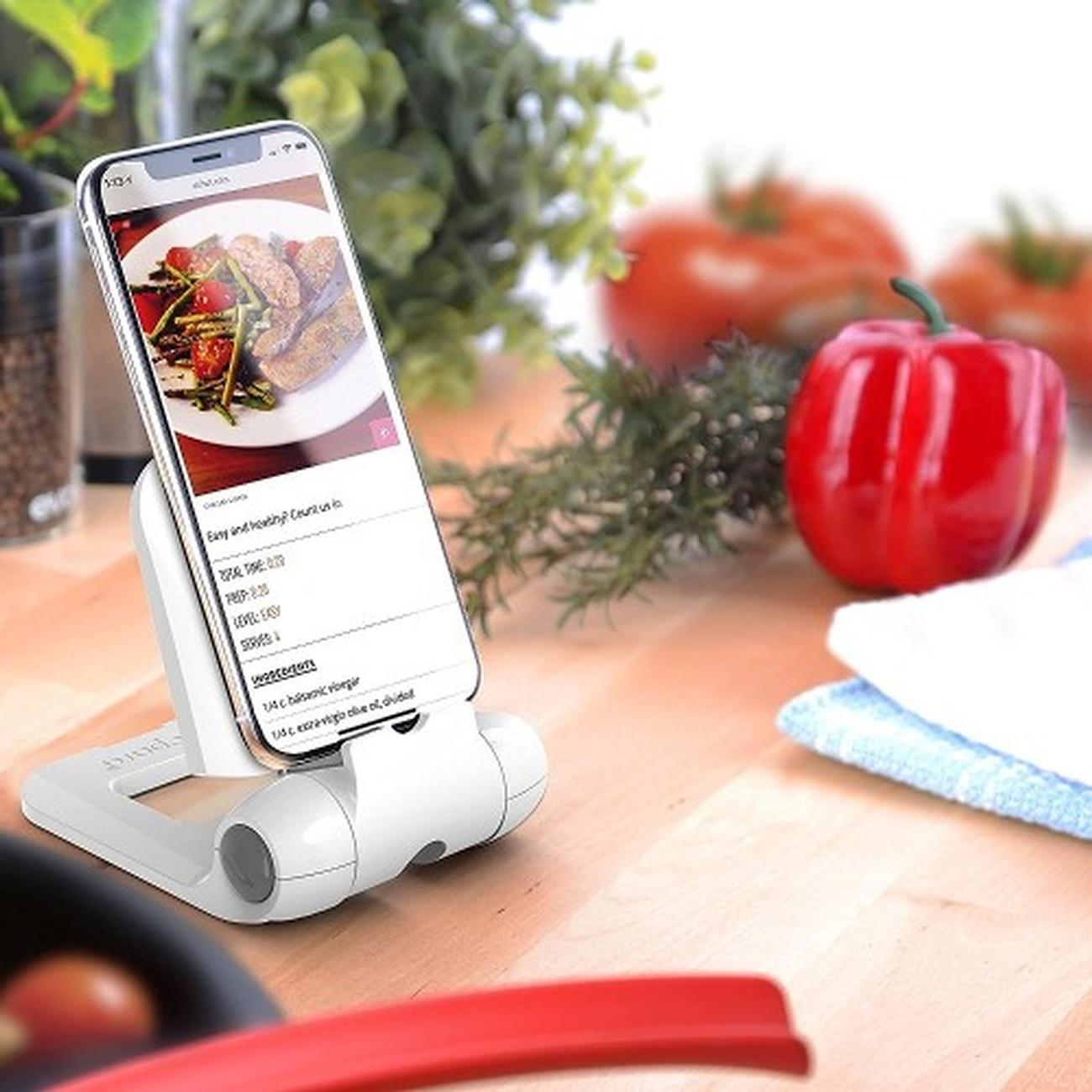prepara-iPrep-mini-white-smart-phone-stand - Prepara iPrep Mini Folding Smartphone Stand White