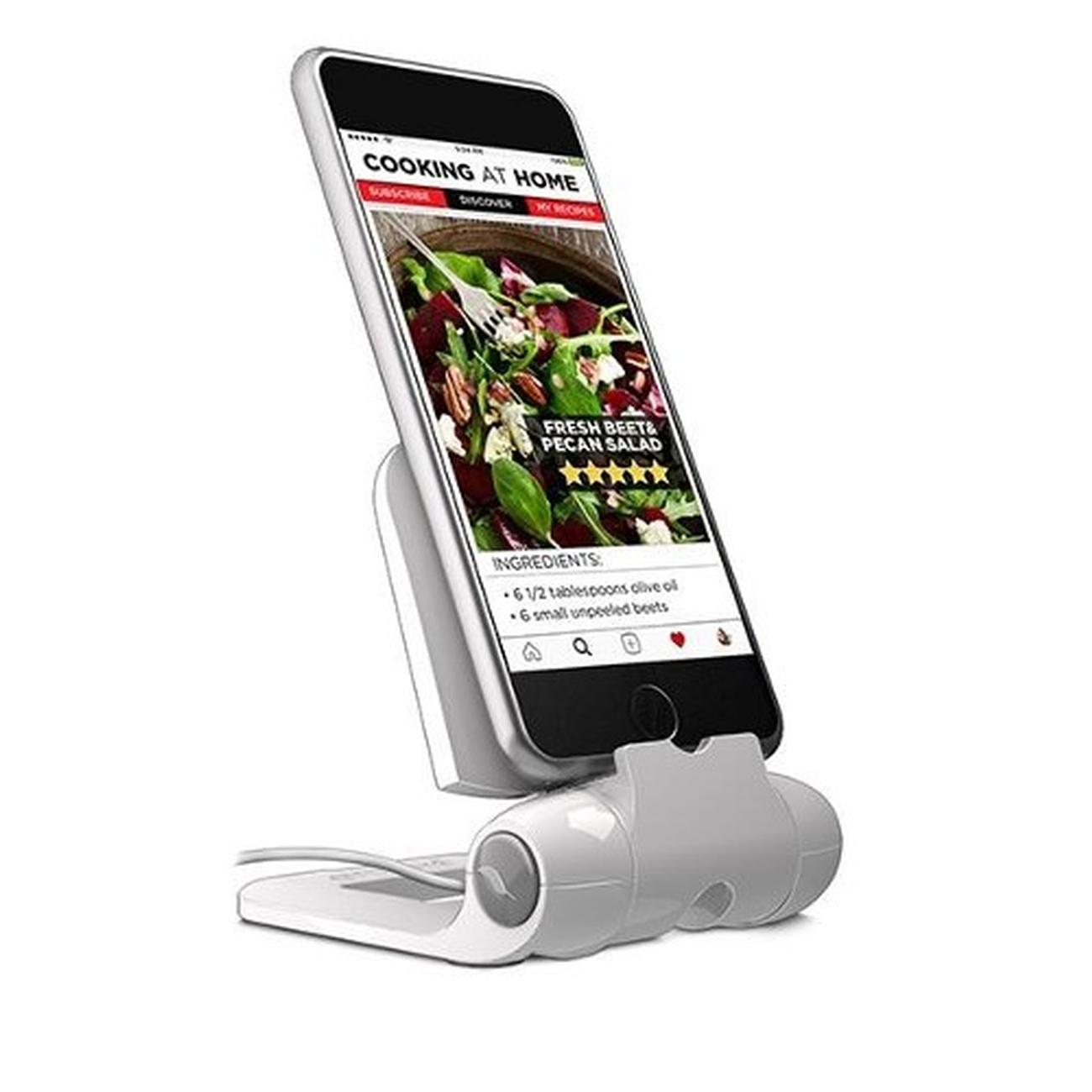 prepara-iPrep-mini-white-smart-phone-stand - Prepara iPrep Mini Folding Smartphone Stand White