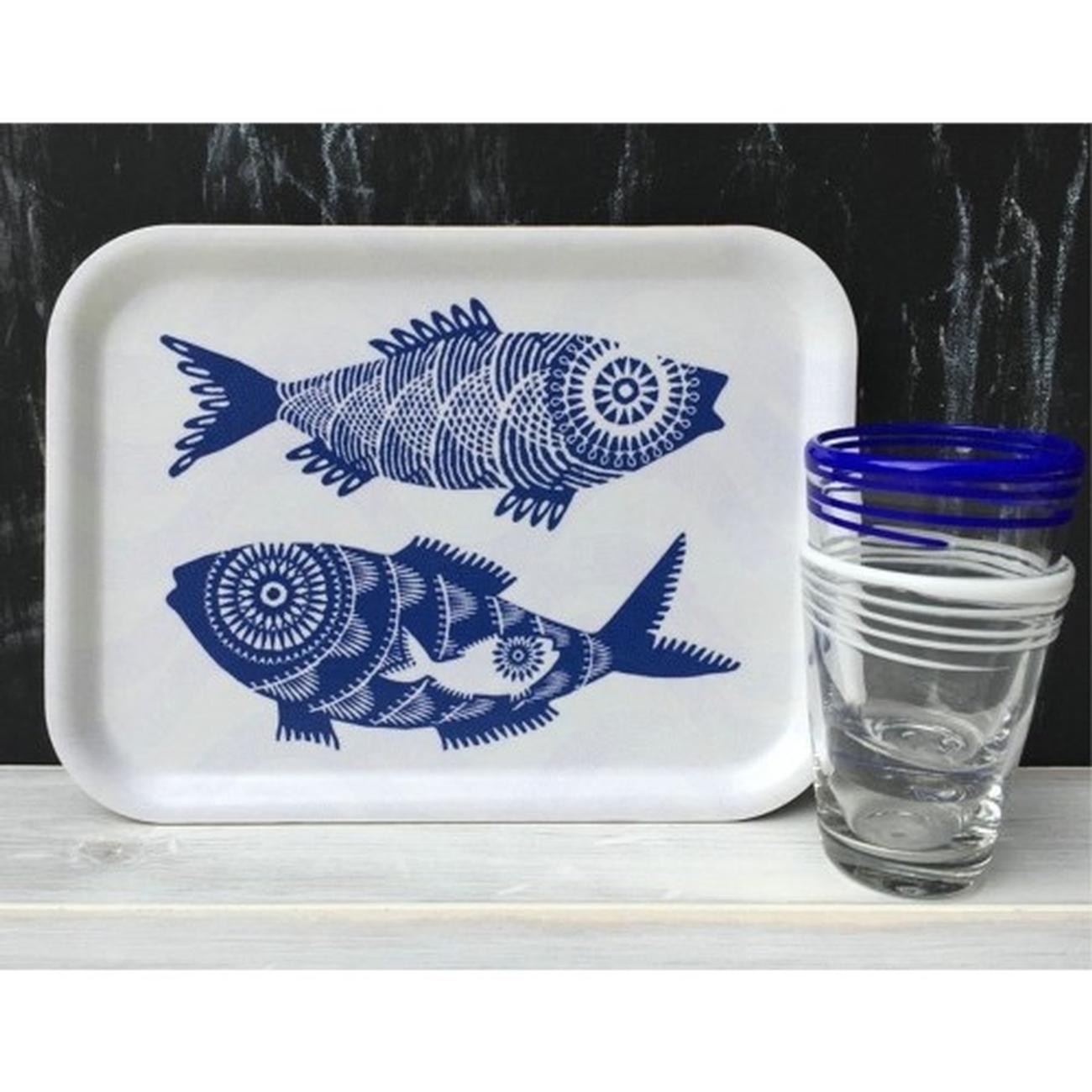 jamida-tray-27x20cm-white-shoal-of-fish-asta-barrington - Jamida Shoal of Fish White Serving Tray by Asta Barrington 27cmx20cm