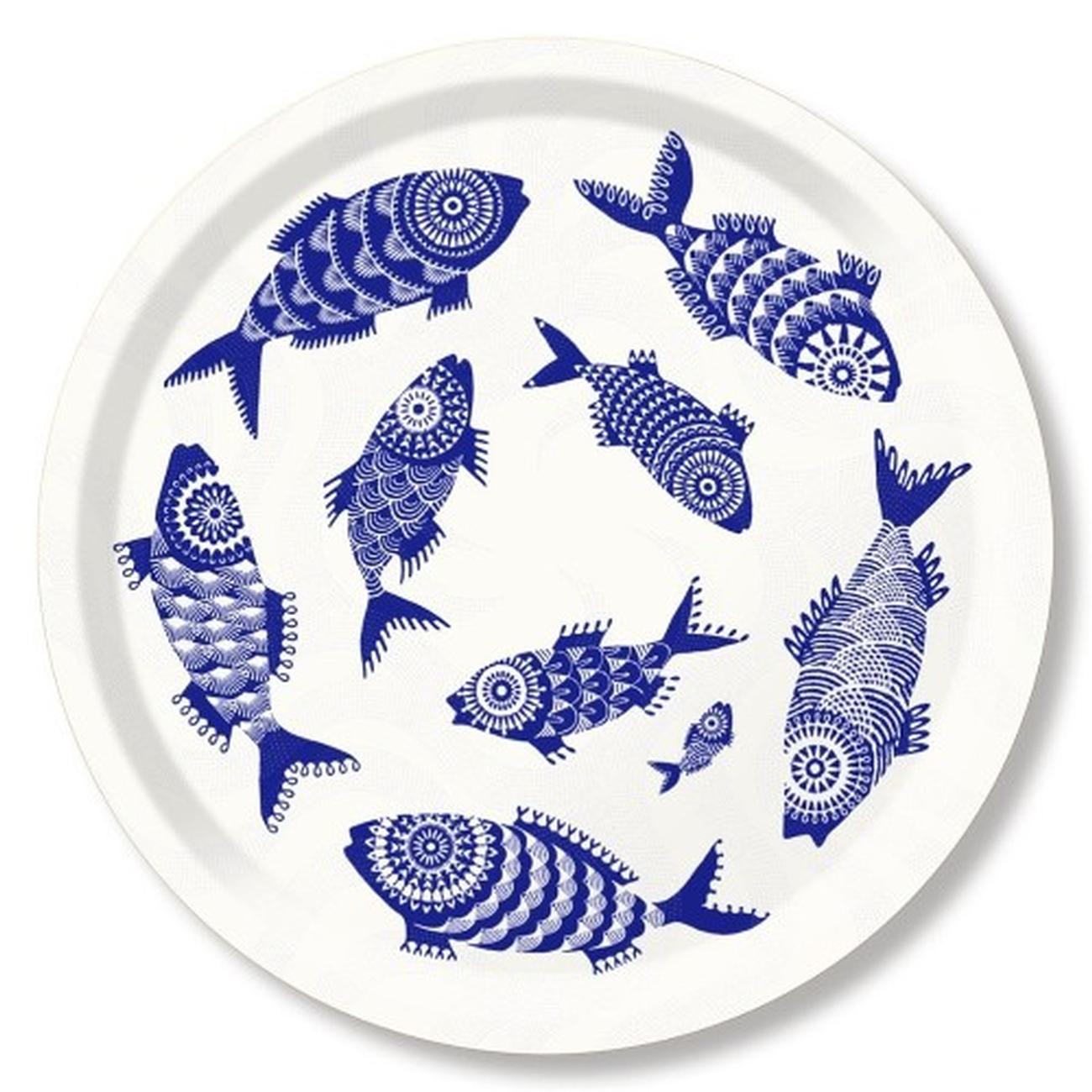 jamida-tray-39cm-white-shoal-of-fish-asta-barrington - Jamida Shoal of Fish White Serving Tray by Asta Barrington 39cm