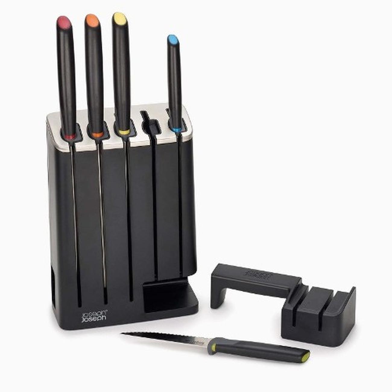 jj-elevate-slim-knives-sharpener 5pc - Joseph Joseph Elevate Knife Block Set With Sharpener 5pc
