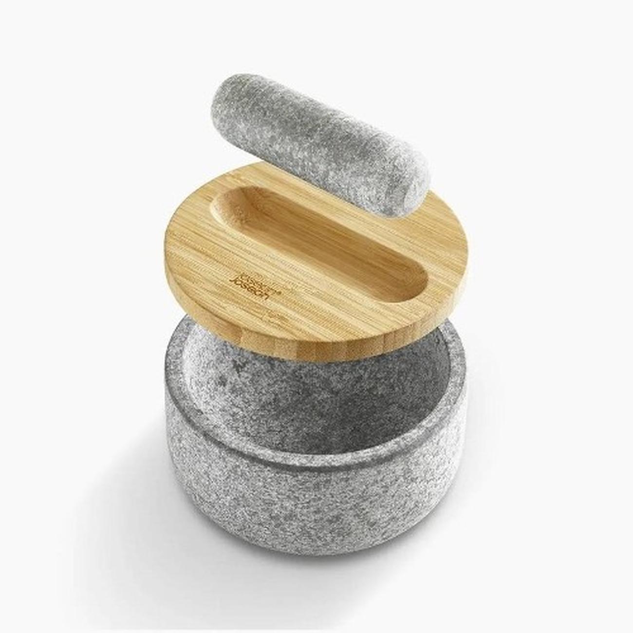 jj-marble-pestle-mortar-bamboo-lid - Joseph Joseph Pestle & Mortar-Marble Bamboo
