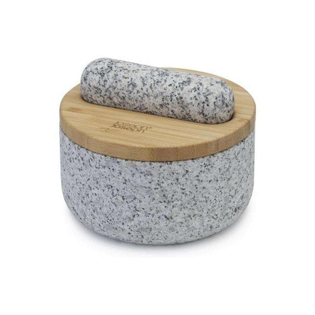 jj-marble-pestle-mortar-bamboo-lid - Joseph Joseph Pestle & Mortar-Marble Bamboo