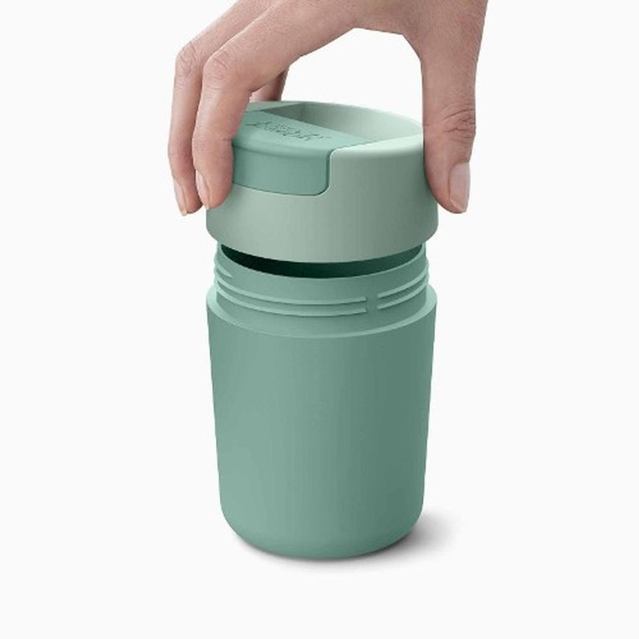 jj-sipp-travel-mug-340ml-green - Joseph Joseph Sipp Green Travel Mug with Hygienic Lid 340ml