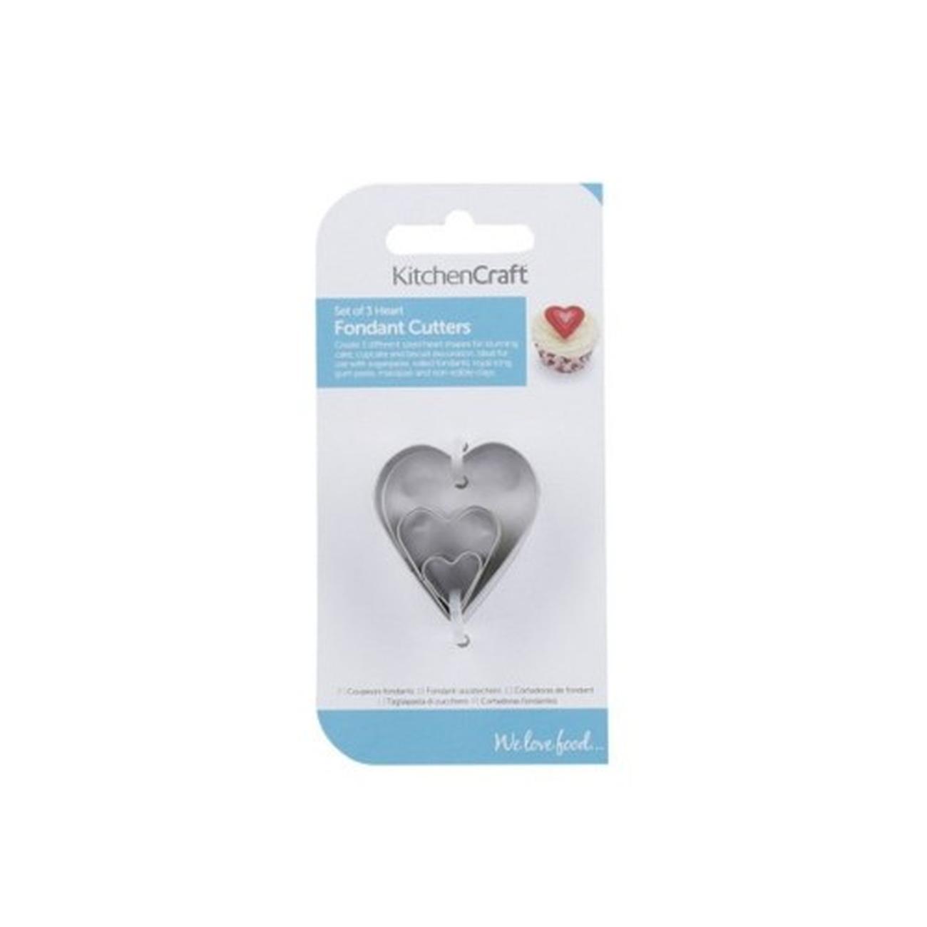 kc-heart-fondant-cutters-set-of-3 - KitchenCraft Heart Fondant Cutters Set of 3