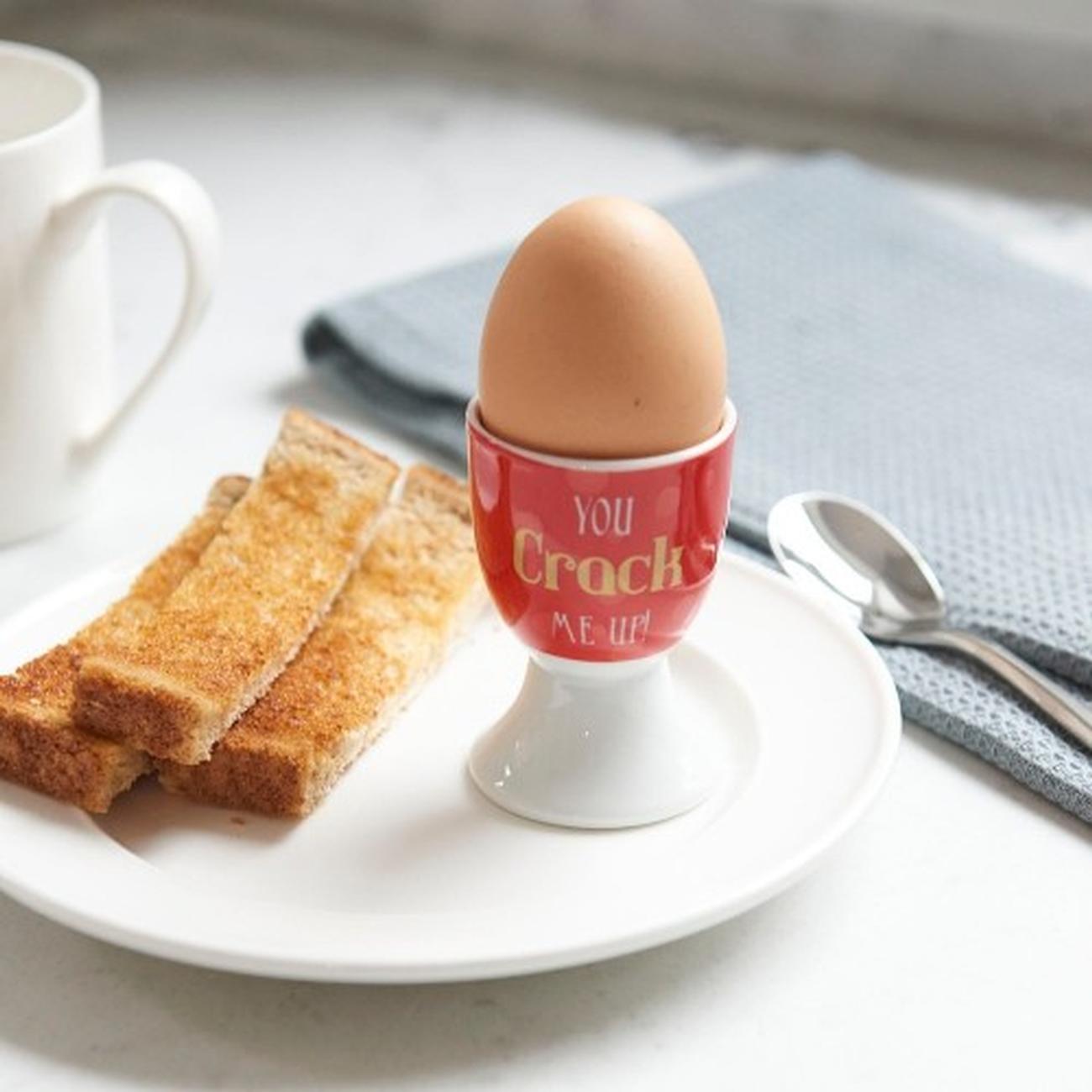 kc-porcelain-you-crack-me-up-egg-cup - KitchenCraft Porcelain You Crack Me Up Egg Cup