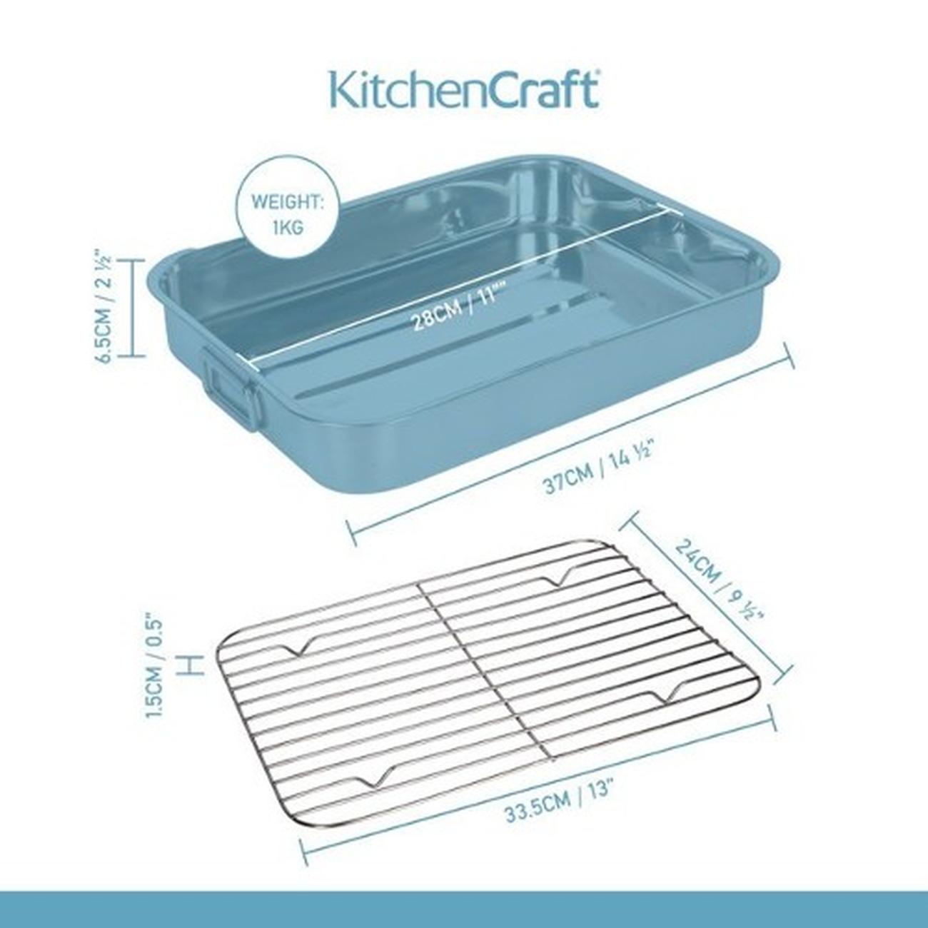 kc-ss-roasting-pan-38cmx27.5cm - KitchenCraft Stainless Steel Roasting Pan 38cm x 27.5cm 