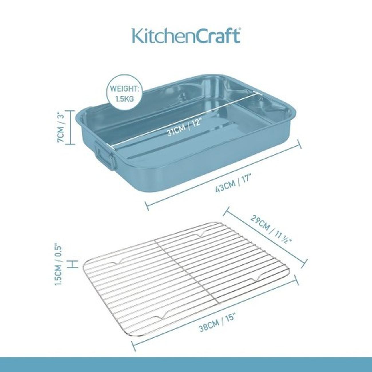 kc-ss-roasting-pan-38cmx27-5cm - KitchenCraft Stainless Steel Roasting Pan 