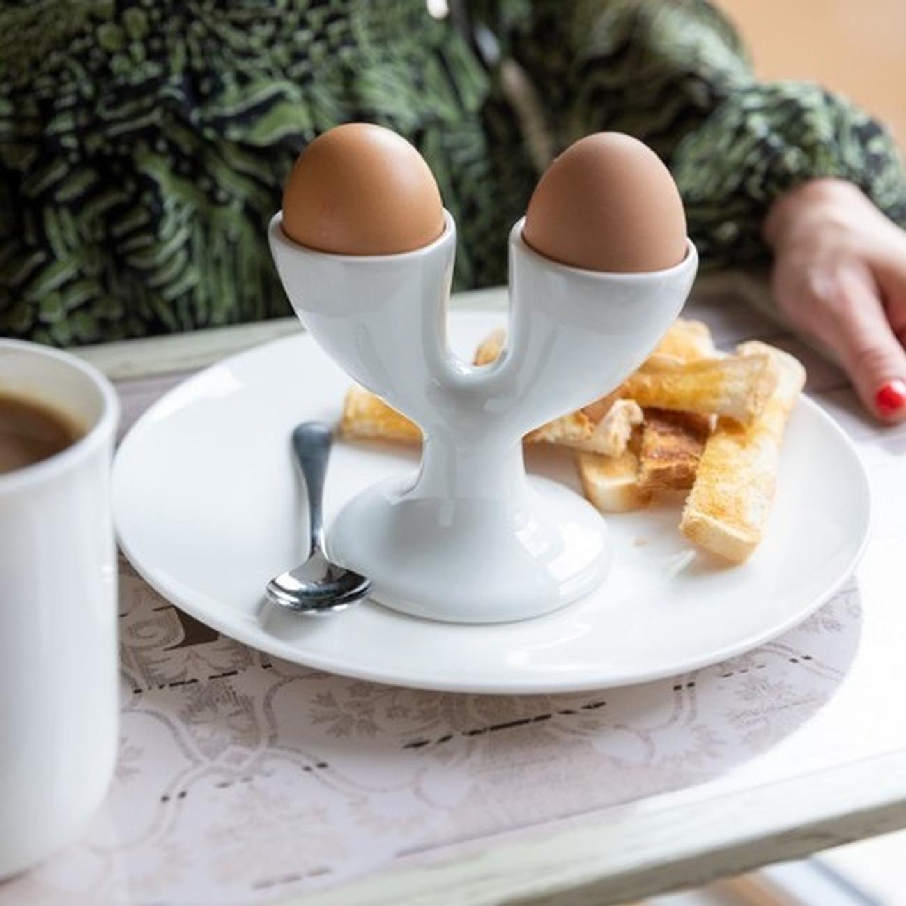 kc-white-porcelain-double-egg-cup - KitchenCraft White Ceramic Double Egg Cup