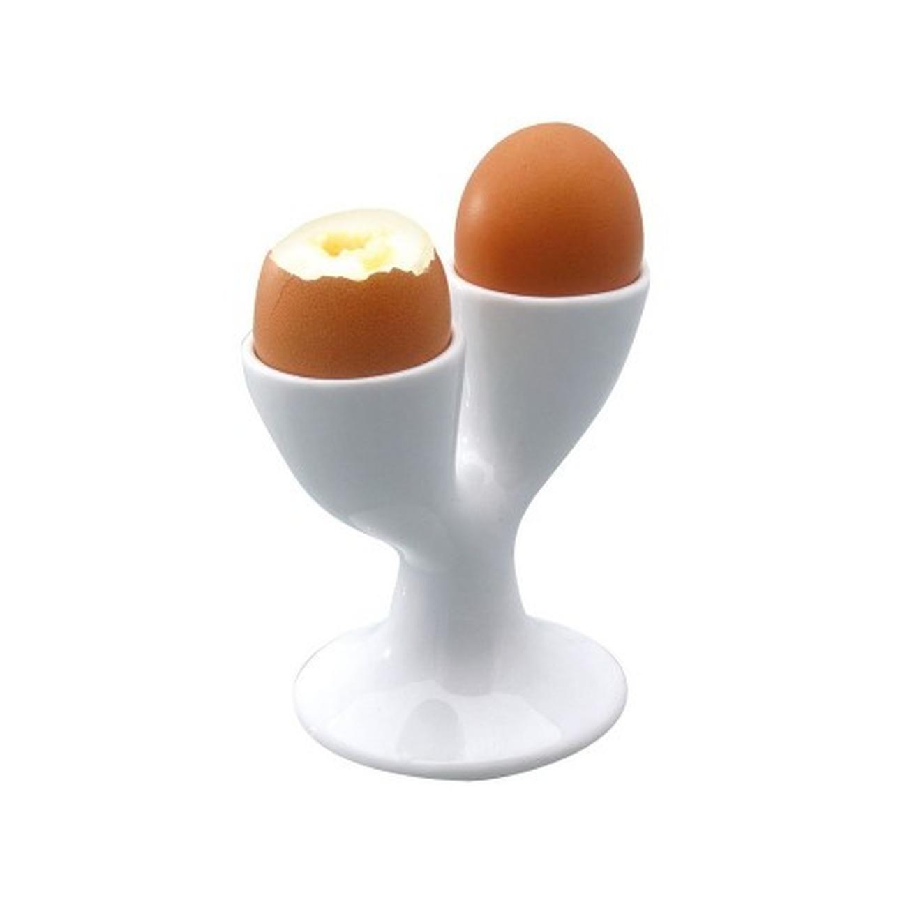 kc-white-porcelain-double-egg-cup - KitchenCraft White Ceramic Double Egg Cup