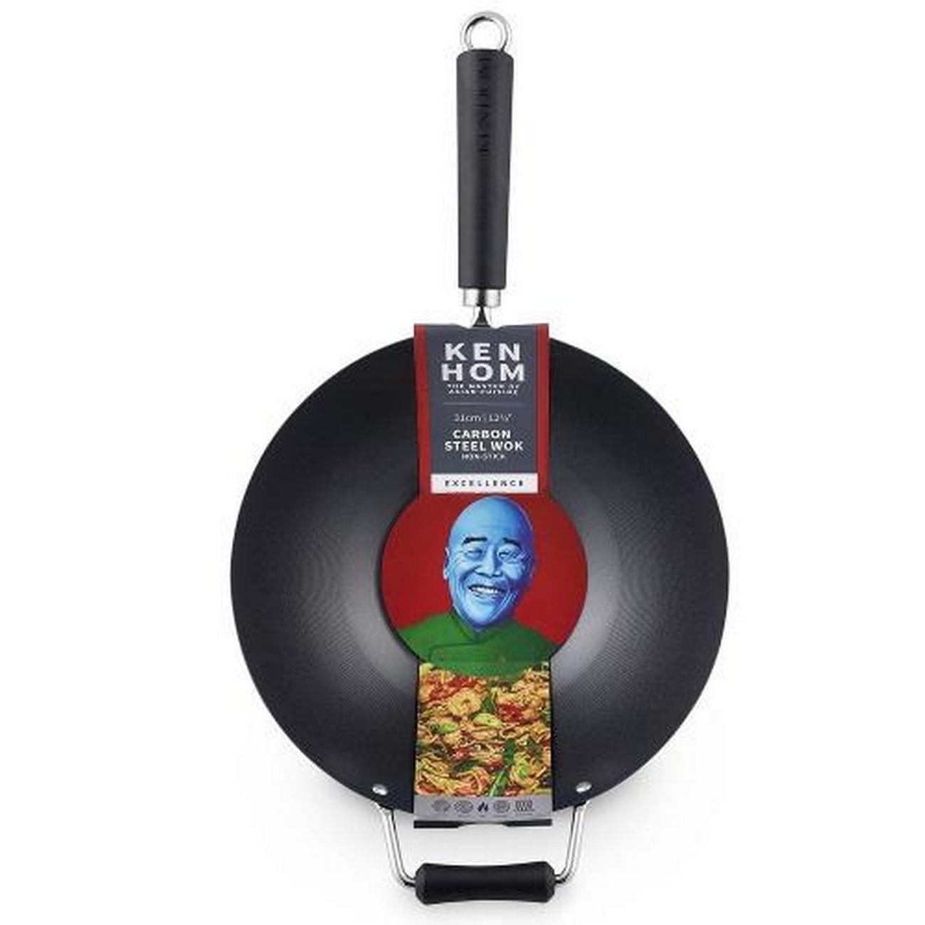 ken-hom-excellence-non-stick-carbon-steel-wok-31cm - Ken Hom Excellence Non-Stick Carbon Steel Wok 31cm