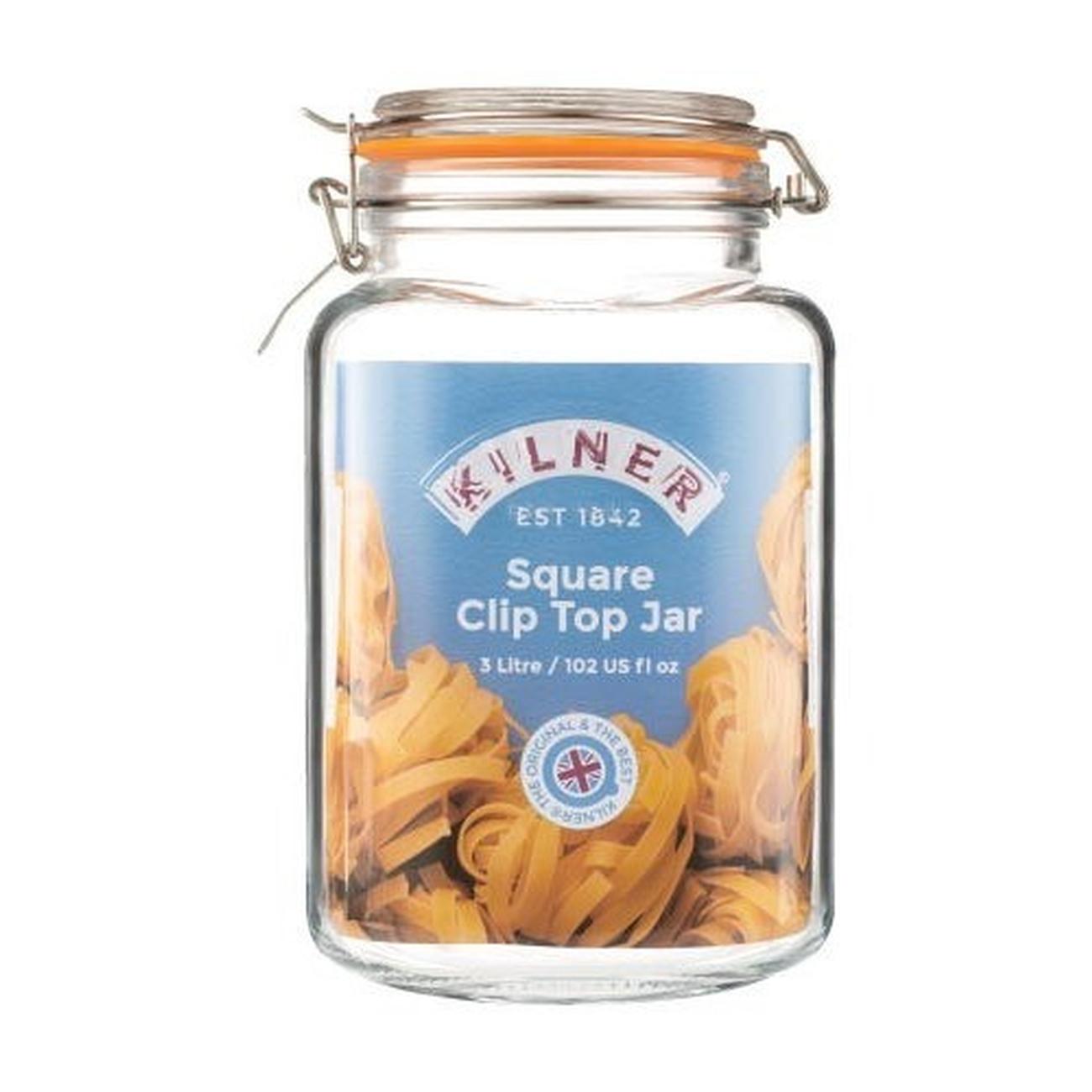 kilner-clip-square-jar-3l - Kilner Clip Top Square Jar 3 Litre