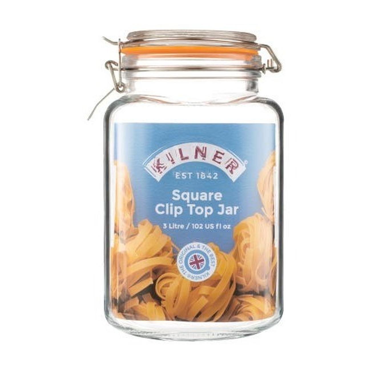 Kilner Glass Clip Top Square Spice Jar, Clear - 2 oz