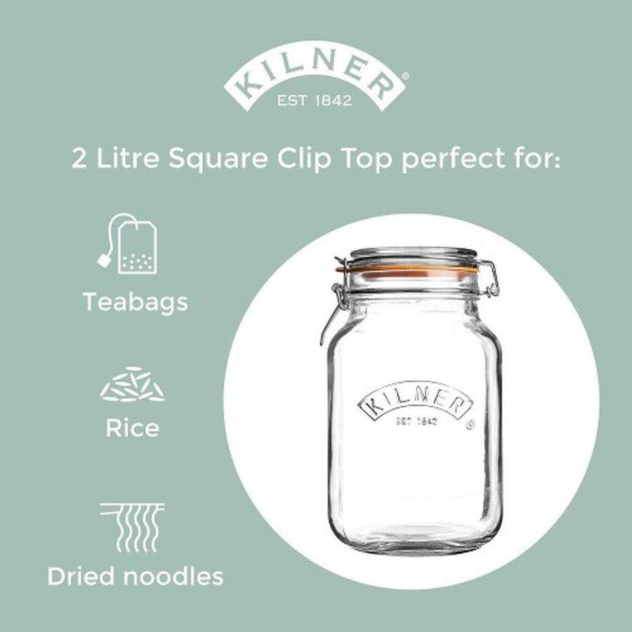 kilner-clip-top-square-jar-2-litre  - Kilner Clip Top Square Jar 2 Litre