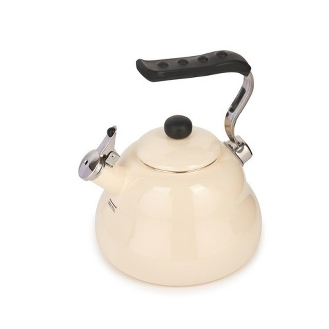 la-cafetiere-whistling-kettle-2l-cream - La Cafetiere Steel Whistling Kettle 2L Cream