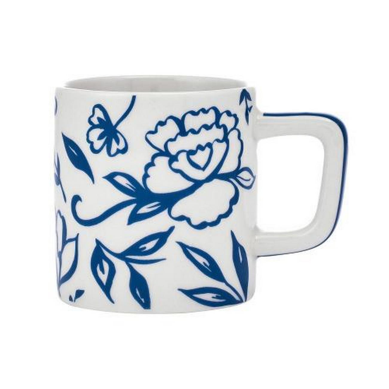 lacafetiere-ceramic-espresso-cup-white-blu-fiorato-120ml - La Cafetiere Ceramic Espresso Cup White Blu Fiorato 120ml