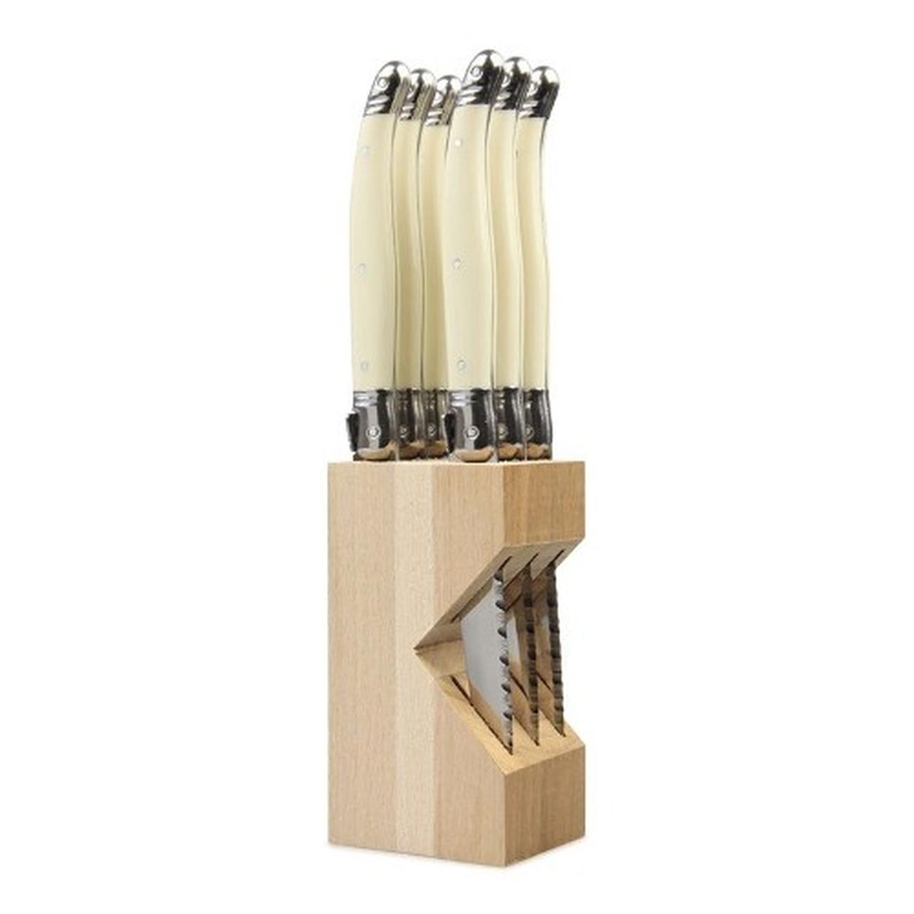 laguiole-steak-block-ivory - Laguiole Steak Knife Block Set Ivory
