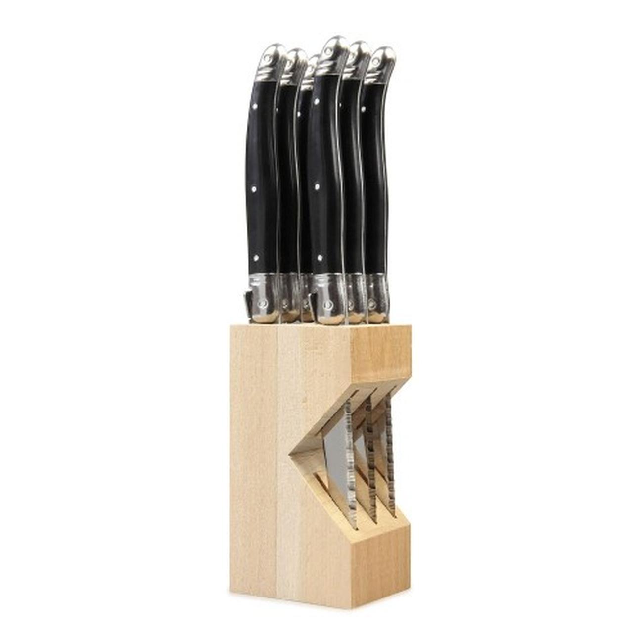 laguiole-steak-knife-block-black - Laguiole Steak Knife Block Set Black