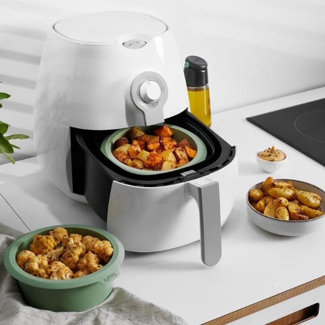 lekue-air-fryer-round-mould-15cm-green - Lekue Air Fryer Round Mould 15cm Green