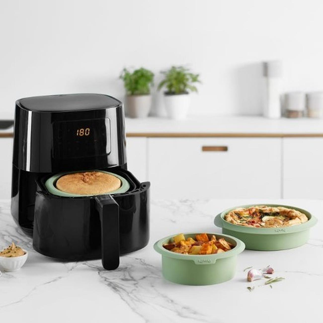 lekue-air-fryer-round-mould-15cm-green - Lekue Air Fryer Round Mould 15cm Green