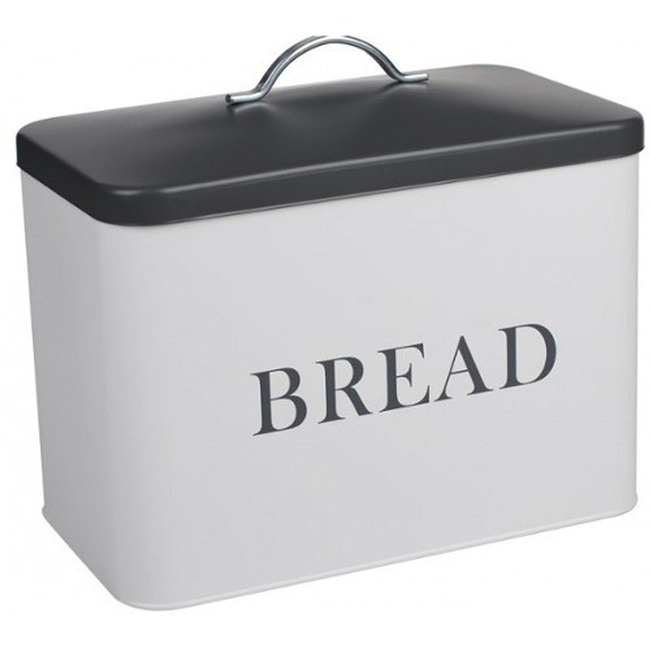 lift-lid-white-grey-bread-bin-34cm - Lift Lid White Grey Bread Bin 34cm