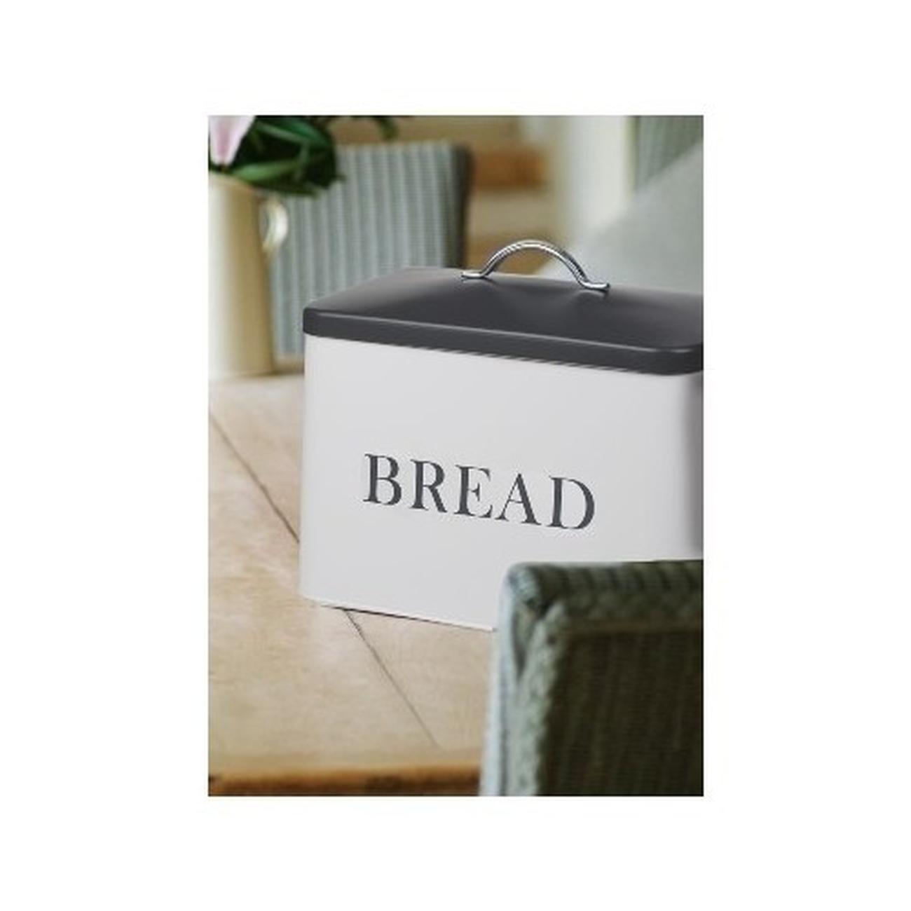 lift-lid-white-grey-bread-bin-34cm - Lift Lid White Grey Bread Bin 34cm